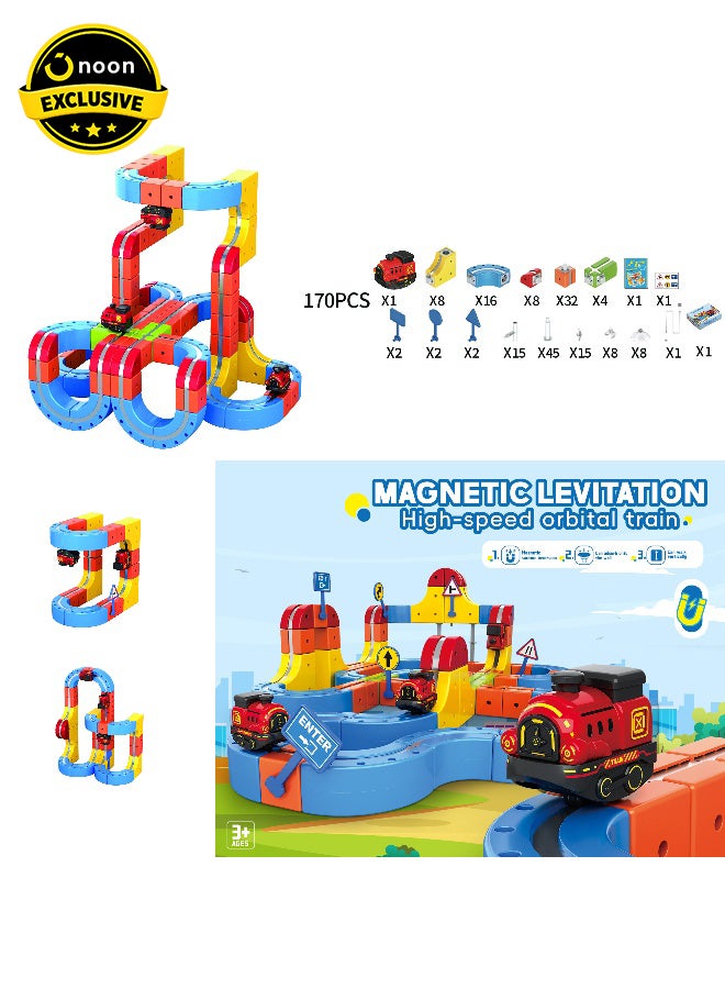 Magni Mates Magni-Mates 170PCS Mega High-Speed Versatile Anti-Gravity Maglev Train Set, Large DIY Track Building System, STEM Construction Toy for Kids Creative Play - Image 1